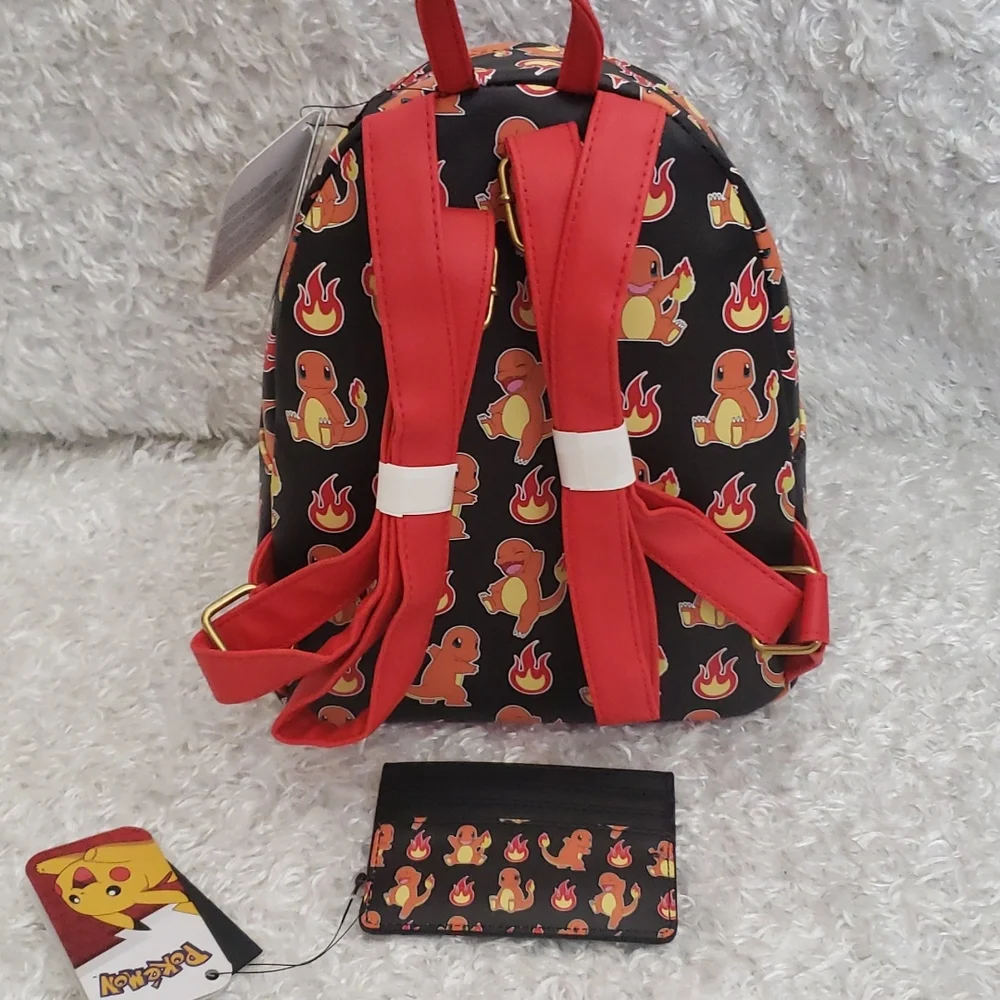 Loungefly Pokémon Charmander flames mini backpack and cardholder